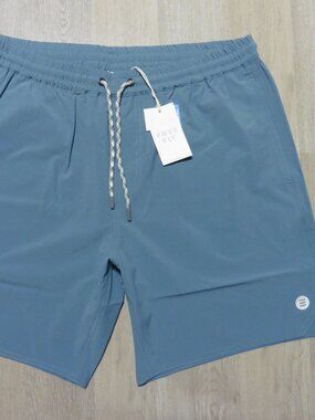 FREE FLY Mens M L ANDROS SHORTS PACIFIC BLUE STRETCH TRUNK FISHING SWIM 7"